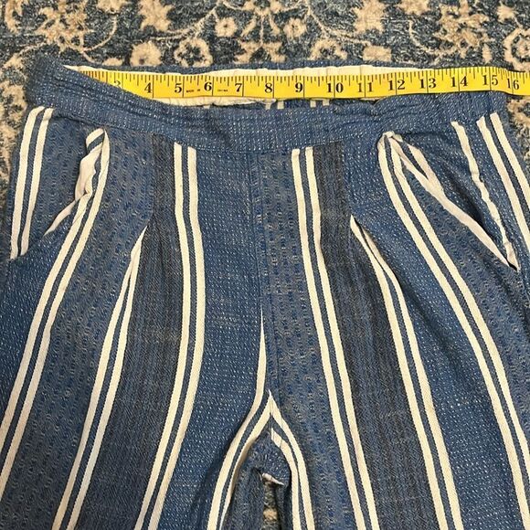 Ace & Jig Atlantic Blue White Stripe Boho Cropped Contemporary Pull-On Pants - Picture 5 of 10